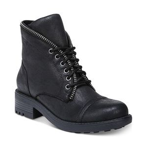 Carlos Santana Simone black zip combat boots